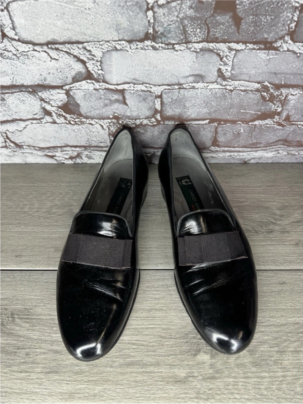 Charles Jourdan Black Patent Leather Tuxedo Loafers Dress Shoes Men’s 9D US/42EU